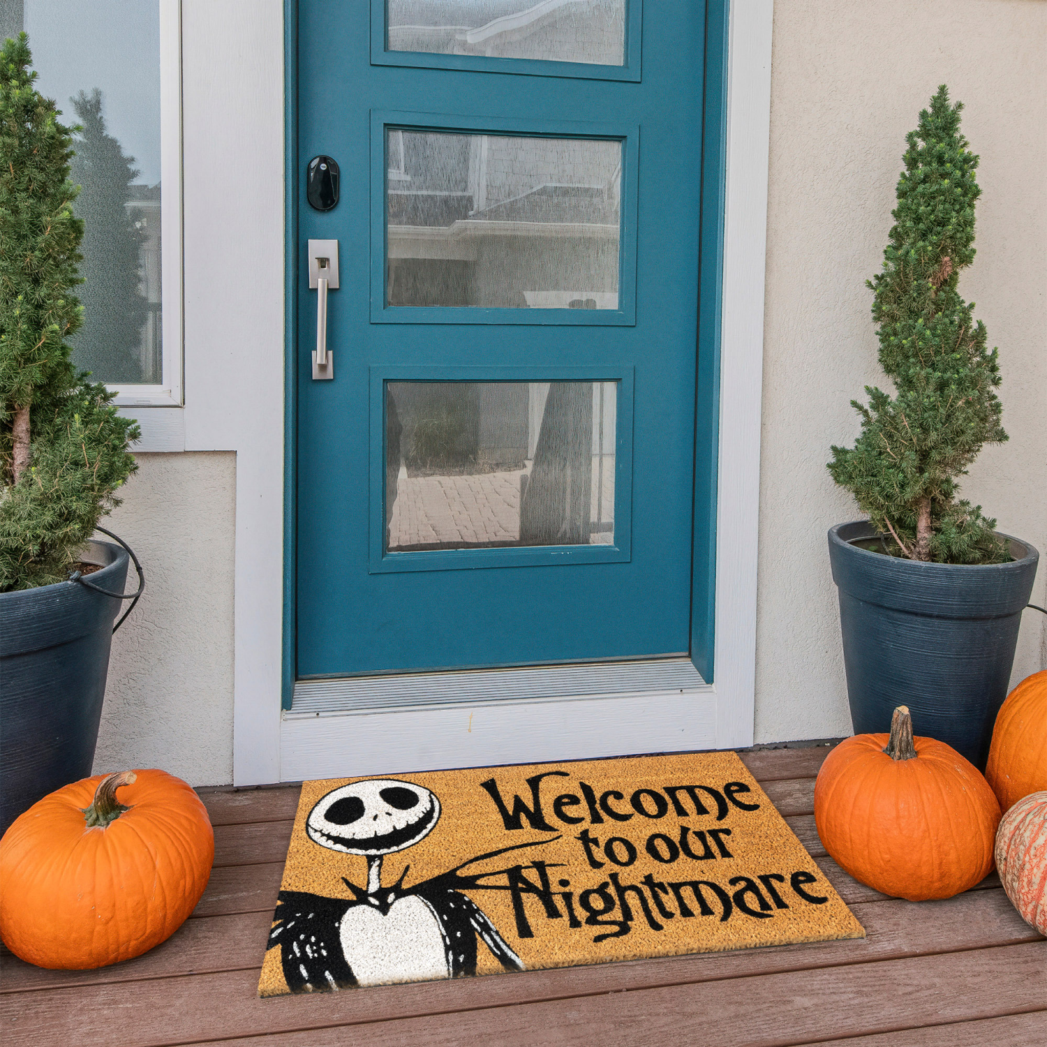 slide 3 of 3, Nightmare Before Christmas Welcome to Our Nightmare Coir, 18 in x 30 in, Natural, 1 ct