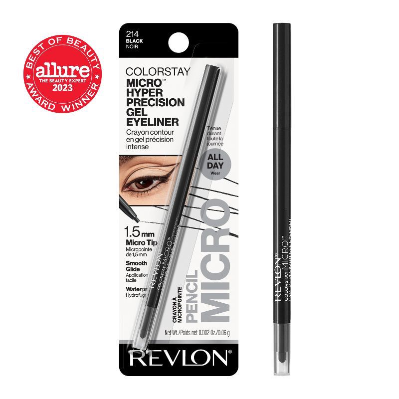 slide 2 of 10, Revlon ColorStay Micro Hyper Precision Waterproof Gel Eyeliner - 214 Black - 0.009oz, 0.009 oz