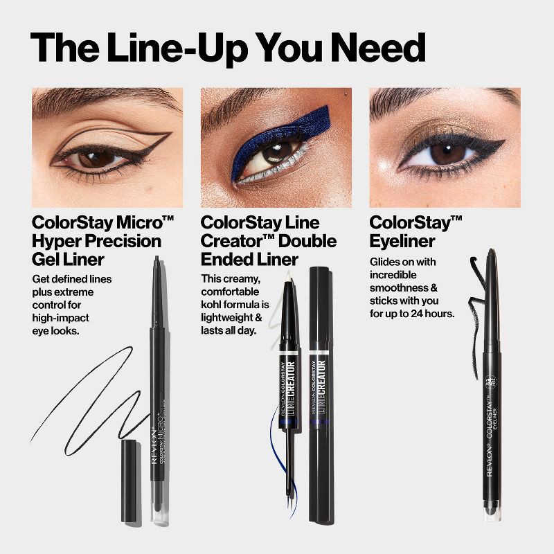 slide 7 of 10, Revlon ColorStay Micro Hyper Precision Waterproof Gel Eyeliner - 214 Black - 0.009oz, 0.009 oz