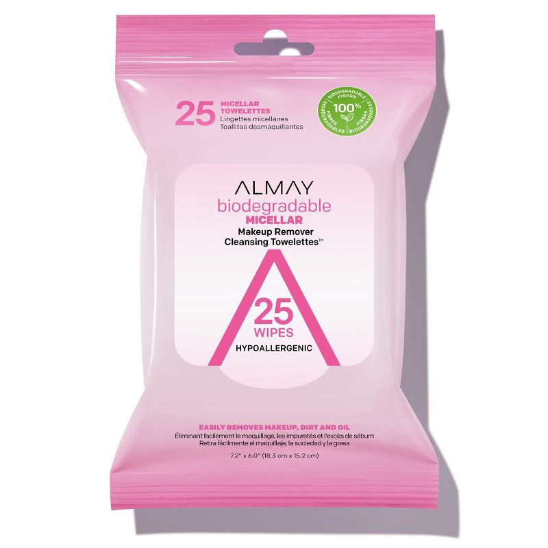 slide 1 of 6, Almay Biodegradable Micellar Makeup Remover Cleansing Towelettes - 25ct, 25 ct