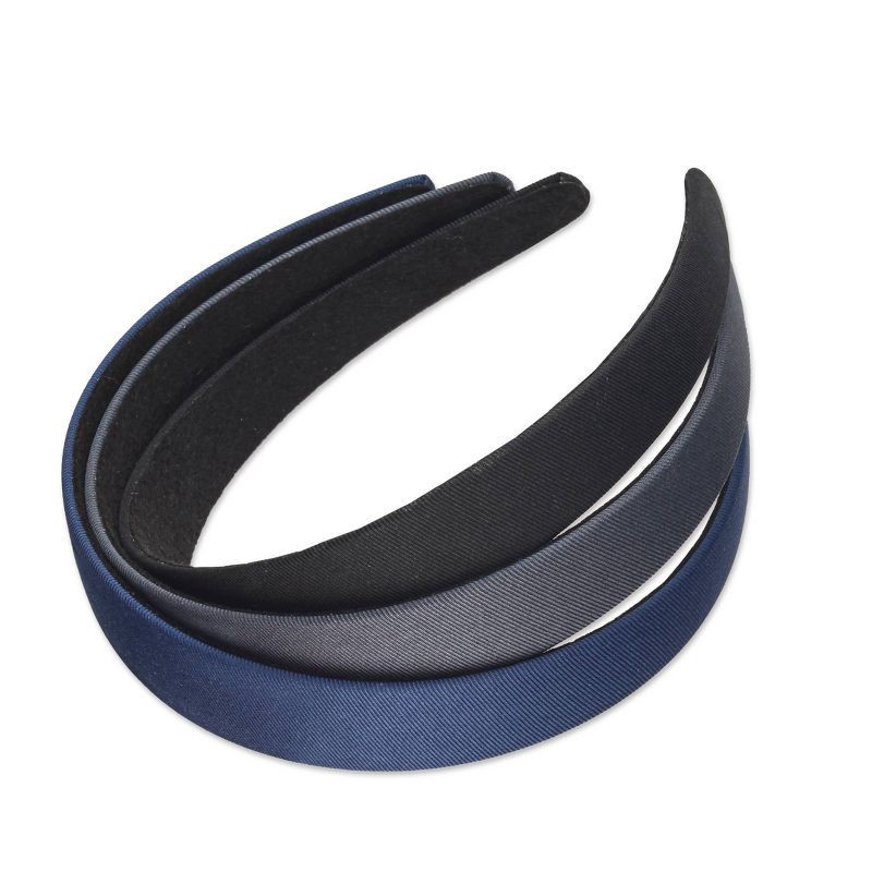 slide 2 of 4, scunci scünci Woven Headbands - Blue/Grey/Black - All Hair - 3pk, 3 ct