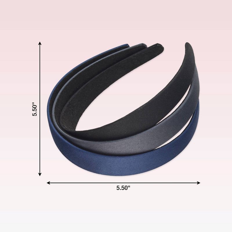 slide 4 of 4, scunci scünci Woven Headbands - Blue/Grey/Black - All Hair - 3pk, 3 ct