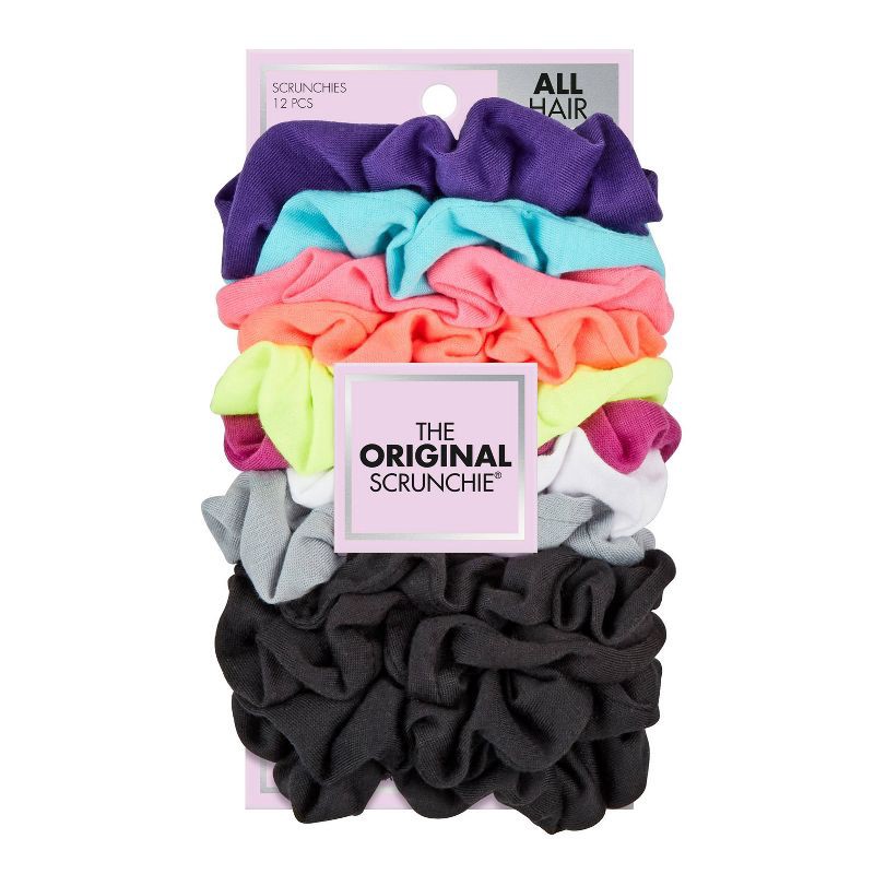 slide 1 of 5, scunci scünci No Damage Scrunchies - Brights/Basics - All Hair - 12pk, 12 ct