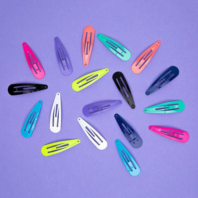 slide 3 of 3, scunci scünci Kids Rounded Metal Snap Clips - Brights - 18pcs, 18 ct