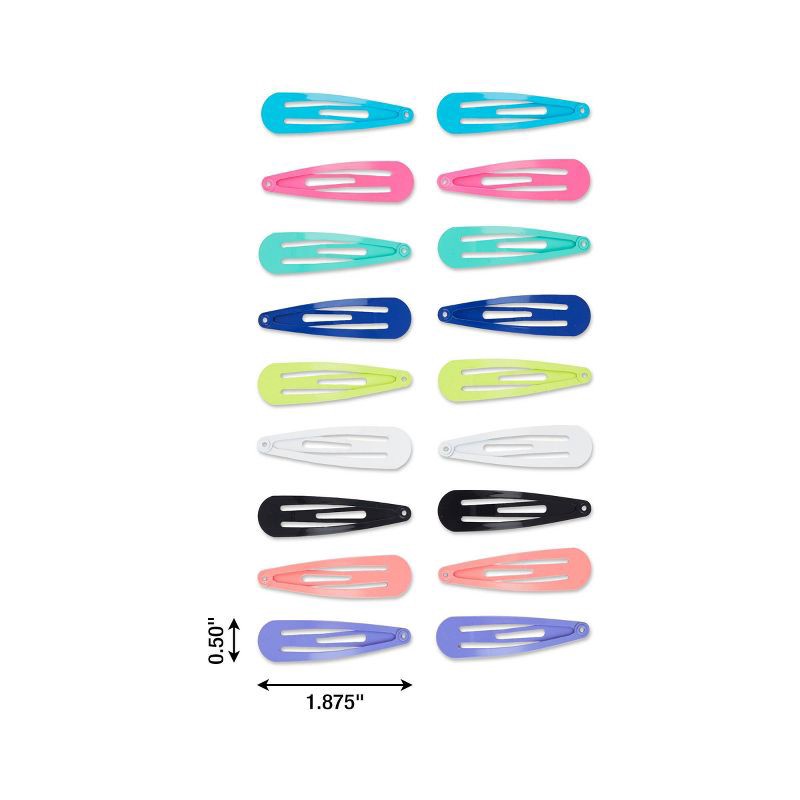 slide 4 of 4, scunci scünci Kids Rounded Metal Snap Clips - Brights - 18pcs, 18 ct