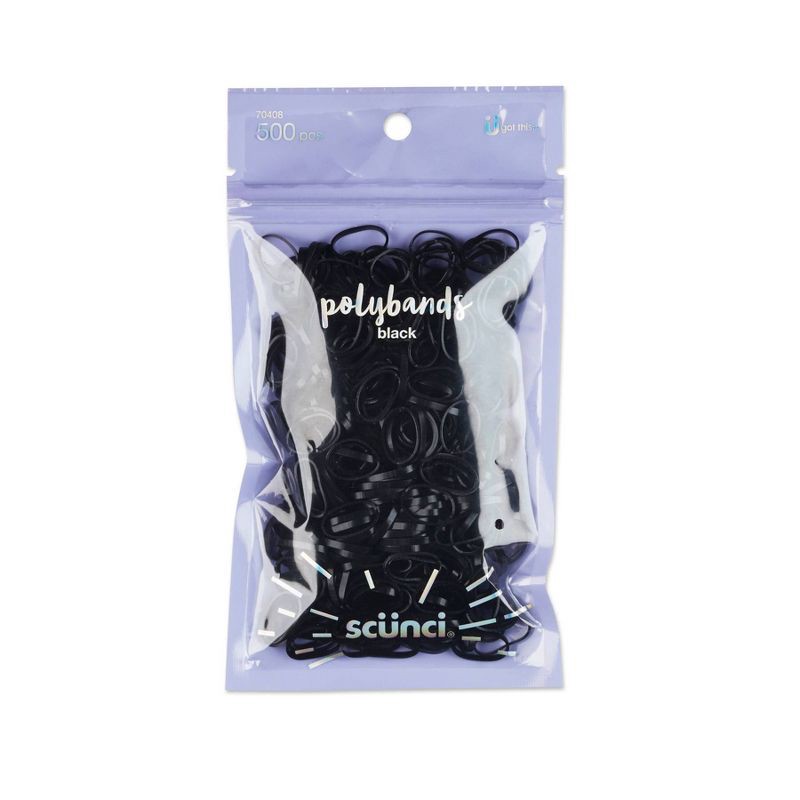 slide 1 of 4, scunci scünci Kids Polyband Rubber Hair Ties - Black - 500pcs, 500 ct