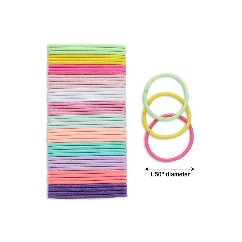 slide 4 of 4, scunci scünci Kids Mini Elastic Hair Ties - Pastel Brights - 50pcs, 50 ct