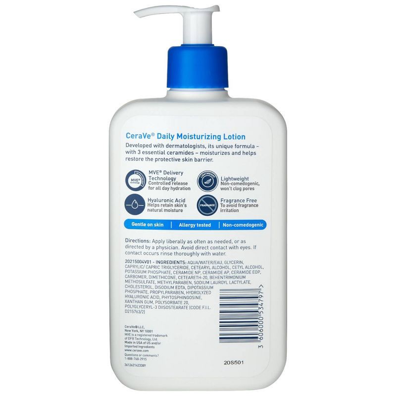 slide 2 of 9, CeraVe Daily Moisturizing Face and Body Lotion for Normal to Dry Skin – 16 fl oz, 16 fl oz