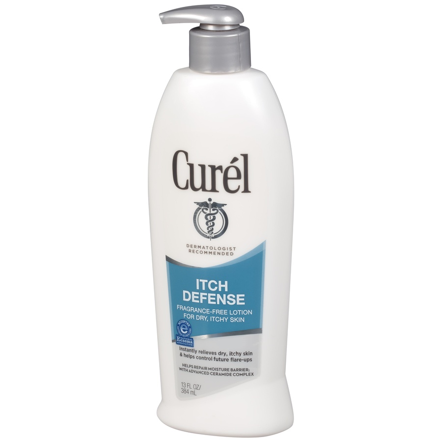 slide 4 of 7, Curél Itch Defense Calming Body Lotion, Moisturizer for Dry, Itchy Skin, Body and Hand Lotion, with Advanced Ceramide Complex, Pro-Vitamin B5, Shea Butter, 13 Oz, 13 fl oz