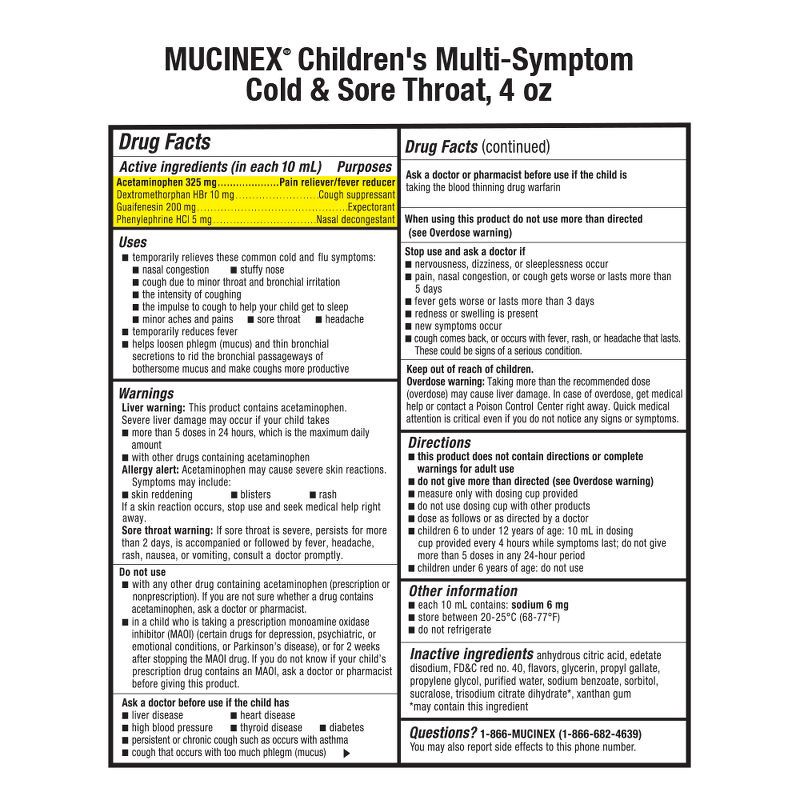 slide 4 of 11, Mucinex Children's Multi-Symptom Cold and Sore Throat Relief Liquid - Very Berry - 4 fl oz, 4 fl oz