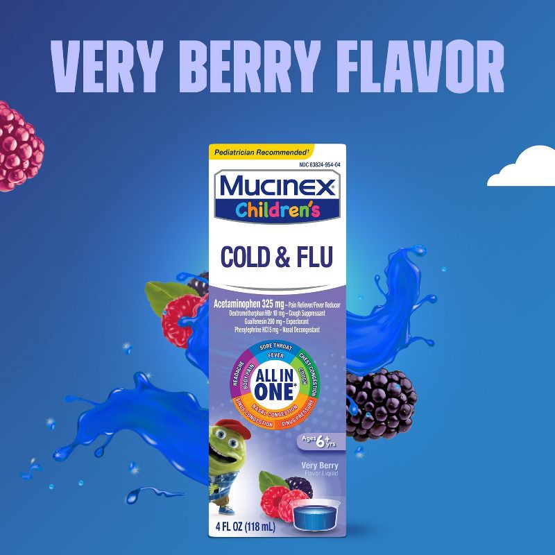 slide 5 of 11, Mucinex Children's Multi-Symptom Cold and Sore Throat Relief Liquid - Very Berry - 4 fl oz, 4 fl oz