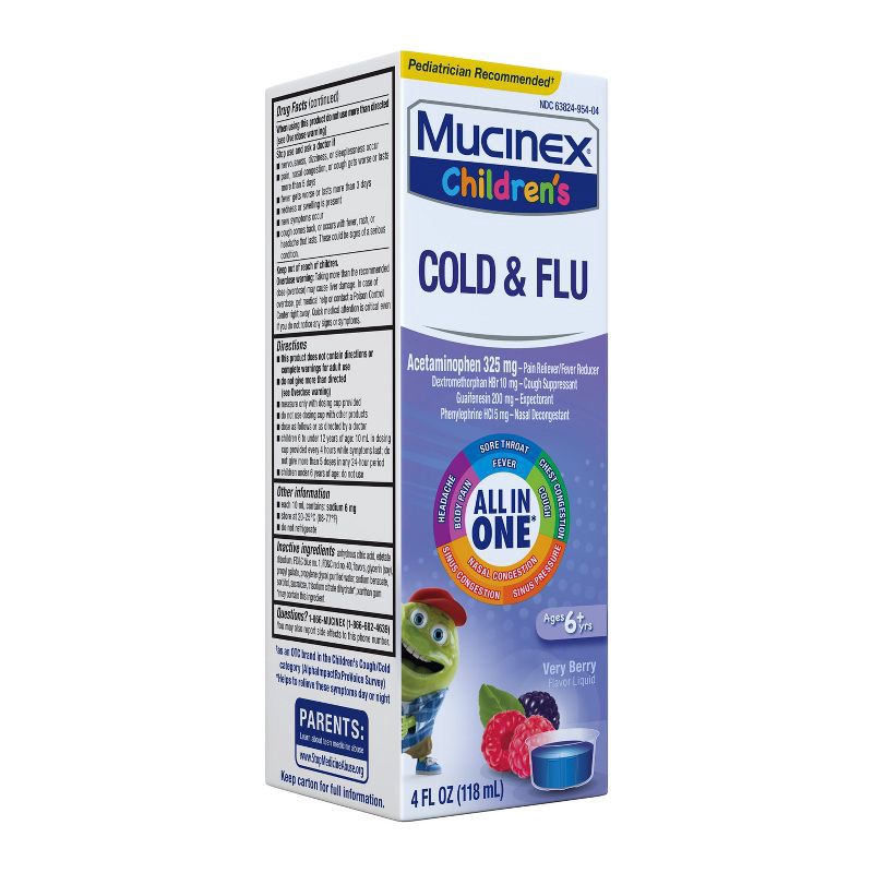 slide 3 of 11, Mucinex Children's Multi-Symptom Cold and Sore Throat Relief Liquid - Very Berry - 4 fl oz, 4 fl oz