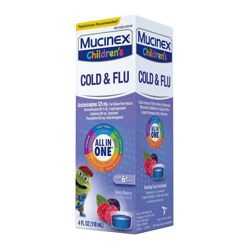 slide 6 of 11, Mucinex Children's Multi-Symptom Cold and Sore Throat Relief Liquid - Very Berry - 4 fl oz, 4 fl oz