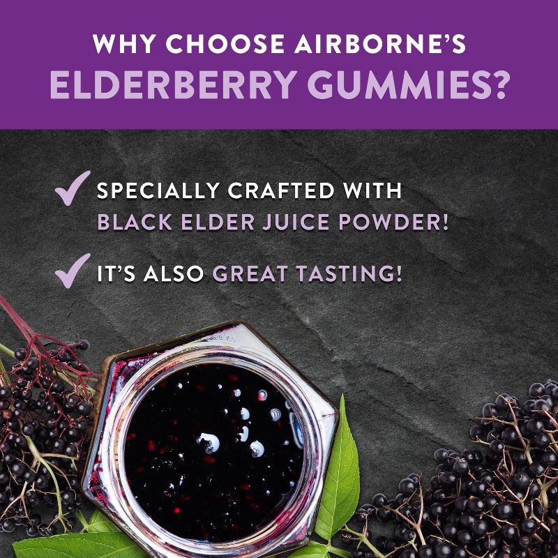slide 4 of 7, Airborne Adult Elderberry Gummies with Vitamin C & Vitamin D - 50ct, 50 ct