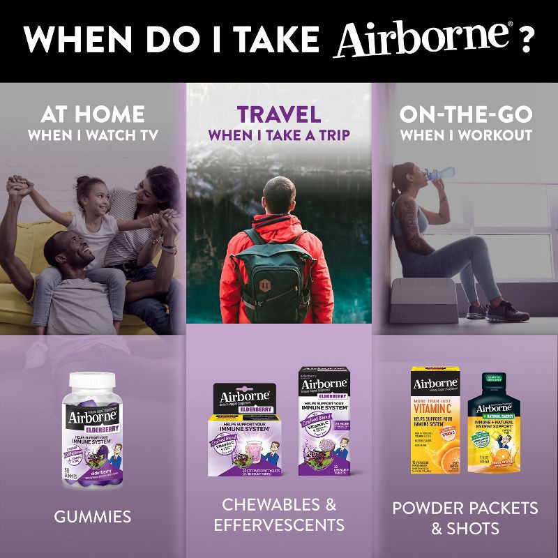 slide 5 of 7, Airborne Adult Elderberry Gummies with Vitamin C & Vitamin D - 50ct, 50 ct