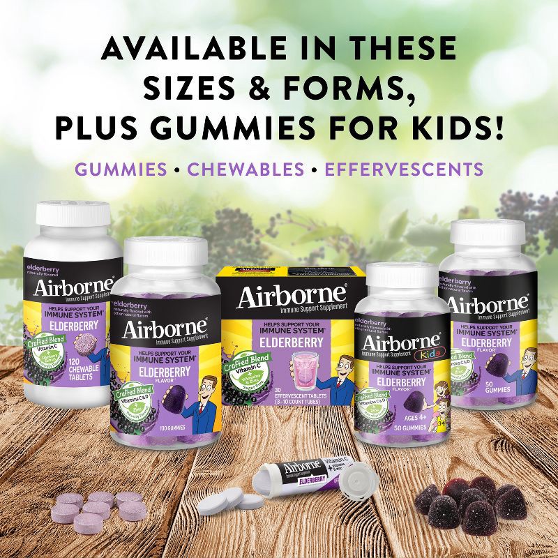 slide 7 of 7, Airborne Adult Elderberry Gummies with Vitamin C & Vitamin D - 50ct, 50 ct