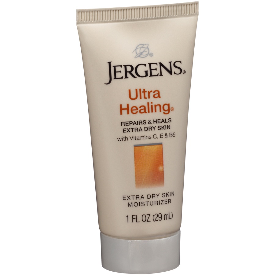 slide 2 of 7, Jergens Ultra Healing Dry Skin Moisturizer, 1 Ounce Travel Lotion, for Absorption into Extra Dry Skin, with HYDRALUCENCE blend, Vitamins C, E, and B5 (Pack of 10), 1 fl oz