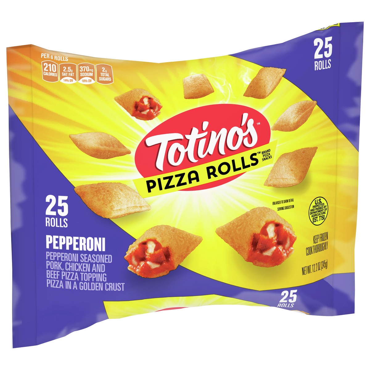 slide 8 of 9, Totino's Pizza Rolls, Pepperoni Flavored, Frozen Snacks, 12.2 oz, 25 ct, 25 ct