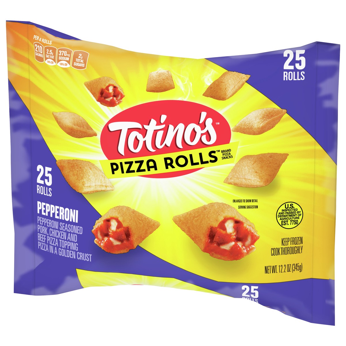 slide 9 of 9, Totino's Pizza Rolls, Pepperoni Flavored, Frozen Snacks, 12.2 oz, 25 ct, 25 ct