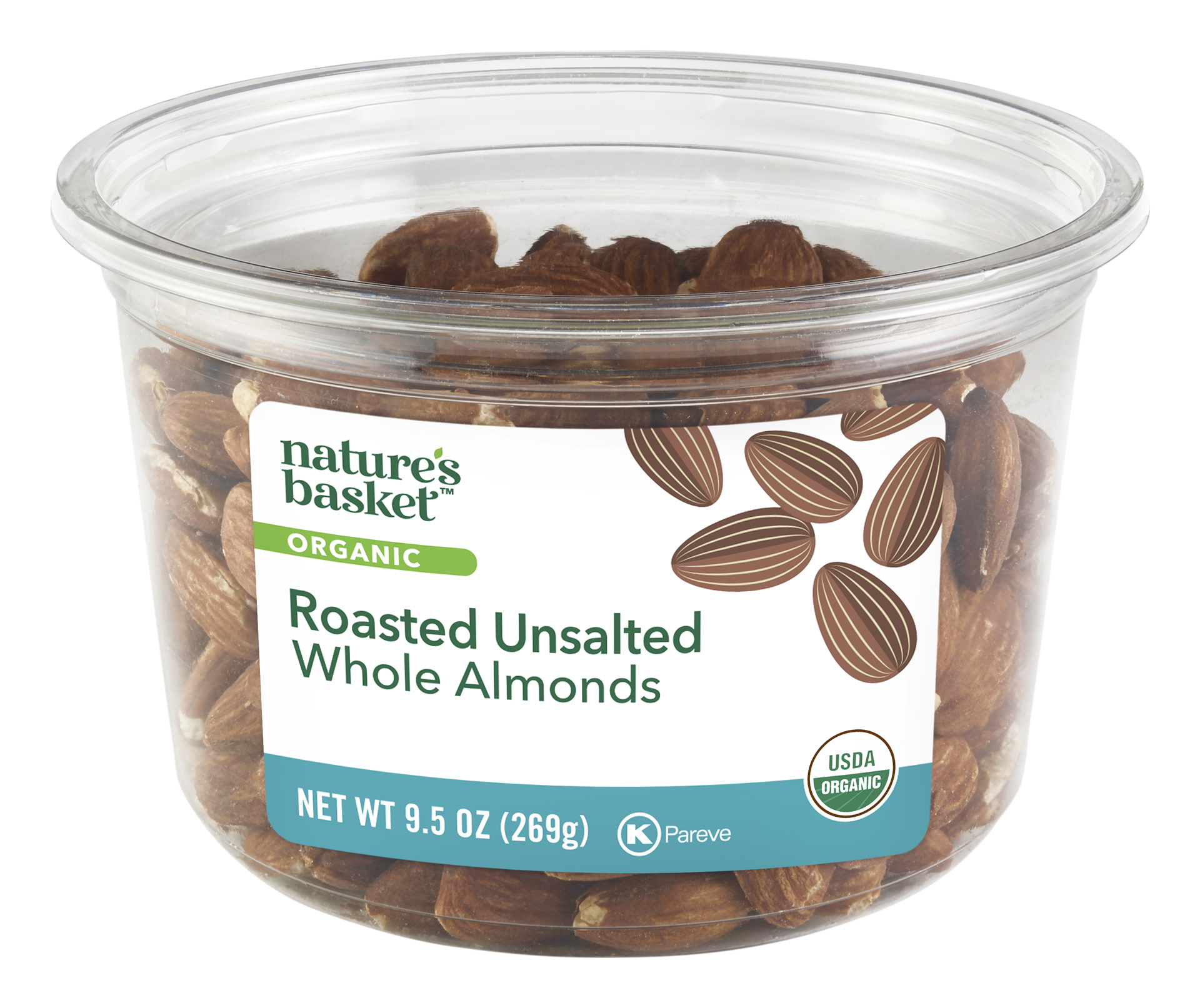 slide 1 of 1, Nature's Basket Natures Basket Almonds, Whole, Roasted, Unsalted - 9.5 oz, 9.5 oz