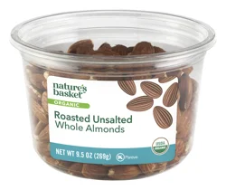 Nature's Basket Natures Basket Almonds, Whole, Roasted, Unsalted - 9.5 oz