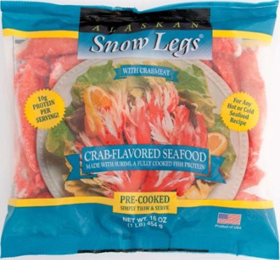 slide 1 of 1, Alaskan Snow Legs Frozen Crab-Flavored Surimi - 1 Lb, 16 oz
