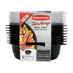 Rubbermaid 16pc TakeAlongs Meal Prep Containers Set: Microwave & Freezer Safe, Black & Clear Food Storage