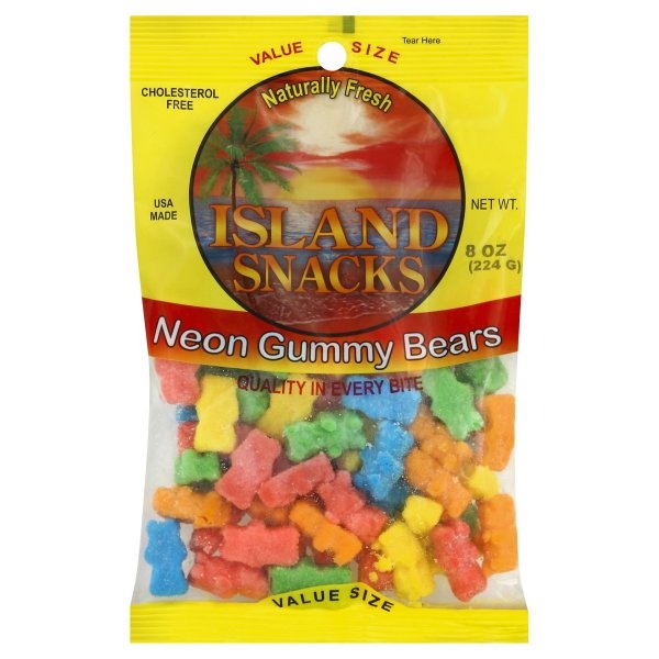 slide 1 of 1, Island Snacks Neon Gummy Bears, 8 oz