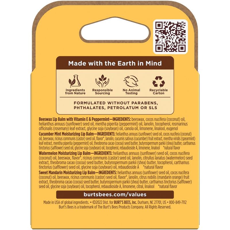 slide 9 of 9, Burt's Bees Natural Origin Freshly Picked Lip Balm - 4pk, 4 ct