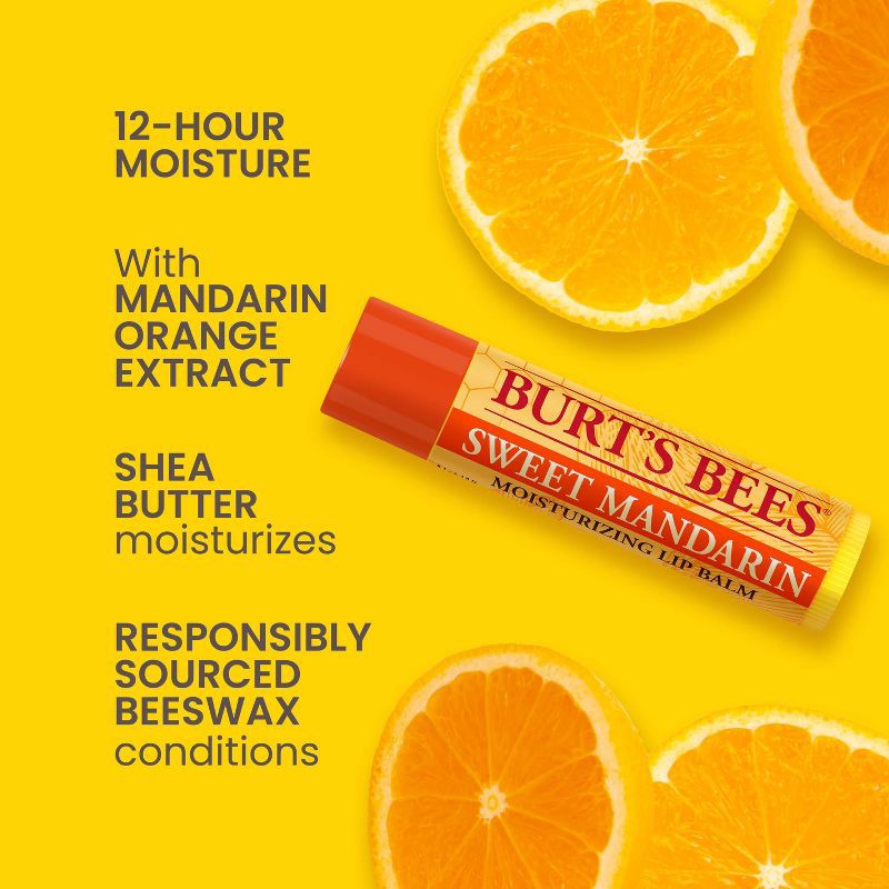 slide 3 of 10, Burt's Bees Moisturizing Lip Balm - Sweet Mandarin - 0.15oz, 0.15 oz