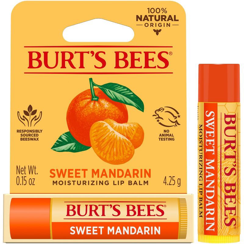 slide 14 of 14, Burt's Bees Moisturizing Lip Balm - Sweet Mandarin - 0.15oz, 0.15 oz