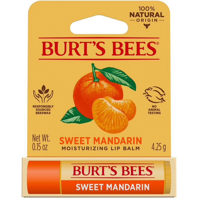 slide 8 of 14, Burt's Bees Moisturizing Lip Balm - Sweet Mandarin - 0.15oz, 0.15 oz