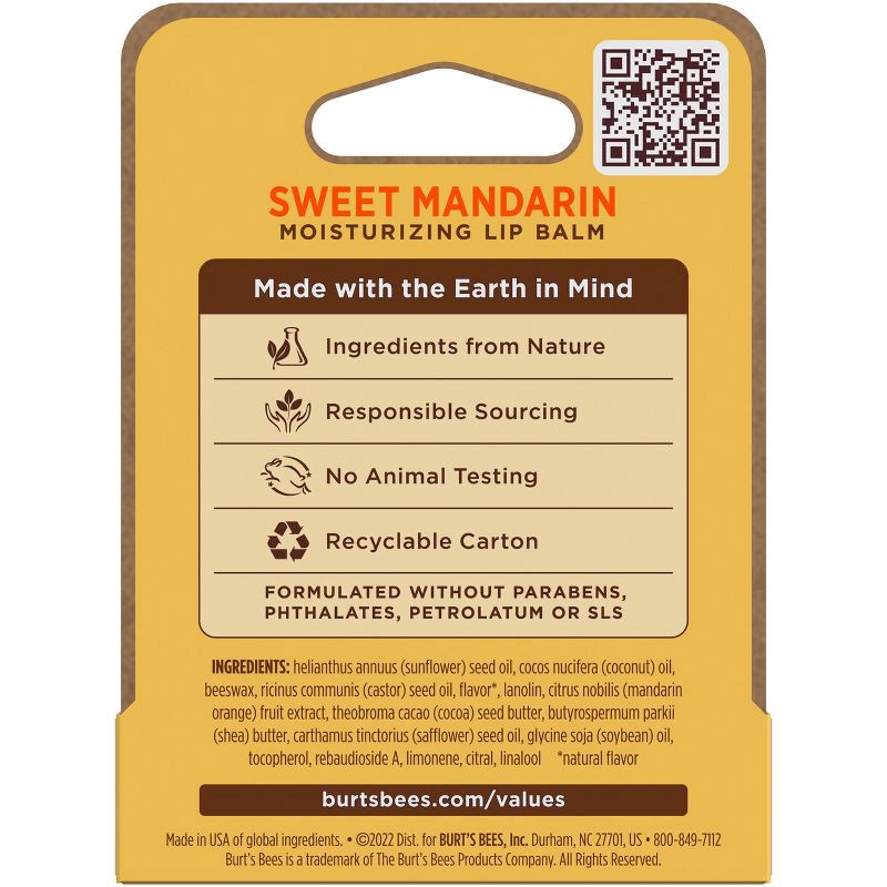 slide 9 of 14, Burt's Bees Moisturizing Lip Balm - Sweet Mandarin - 0.15oz, 0.15 oz