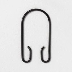 Hearth & Hand with Magnolia Decorative Shower Curtain Rings 12pc Set Matte Black - Hearth & Hand™ with Magnolia: Stainless Steel, Secure Hold Hooks