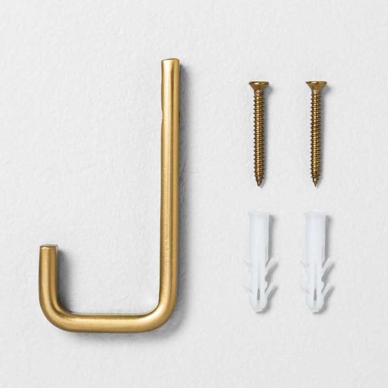 slide 3 of 3, Hearth & Hand with Magnolia Bath Hook Brass - Hearth & Hand™ with Magnolia: Wall-Mounted, Robe Hanging, Gold Finish, Includes Hardware, 1 ct