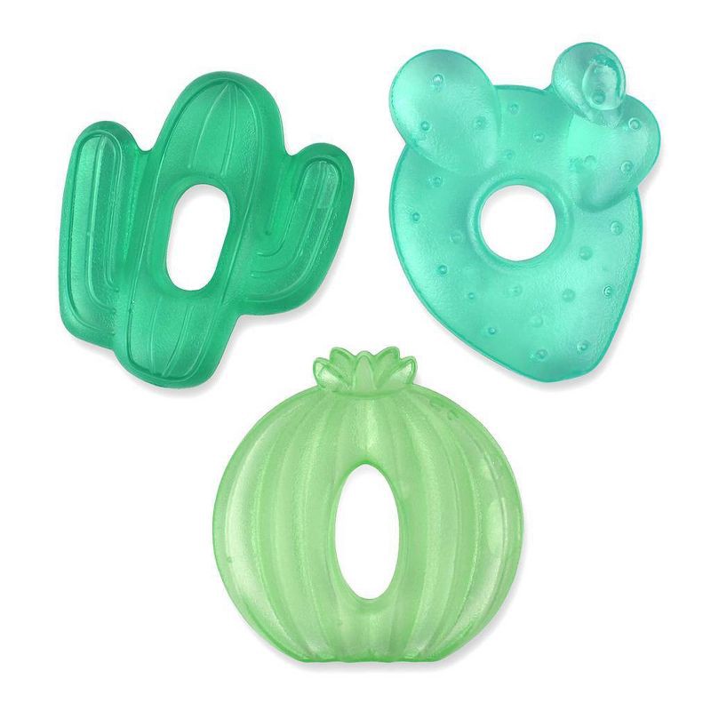 slide 1 of 4, Itzy Ritzy Cutie Coolers 3pk Teether Set - Cactus, 3 ct