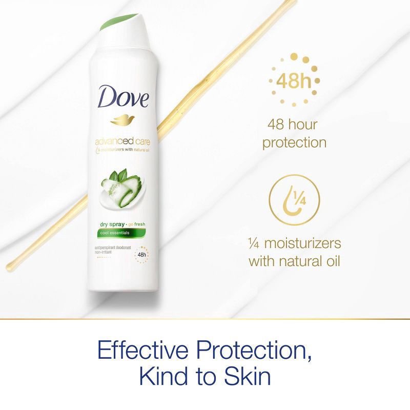 slide 4 of 7, Dove Beauty go Fresh Cool Essentials 48-Hour Antiperspirant & Deodorant Spray Twin Pack - 3.8oz/2ct, 2 ct; 3.8 oz