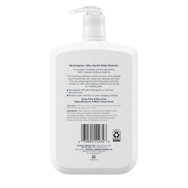 slide 8 of 9, Neutrogena Ultra Gentle Foaming Facial Cleanser, Hydrating Face Wash for Sensitive Skin - 16 fl oz, 16 fl oz