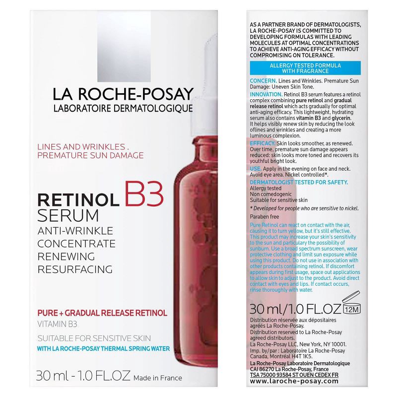 slide 8 of 9, La Roche Posay Retinol Face Serum with Vitamin B3 - 1.0 fl oz, 3 x 1 fl oz