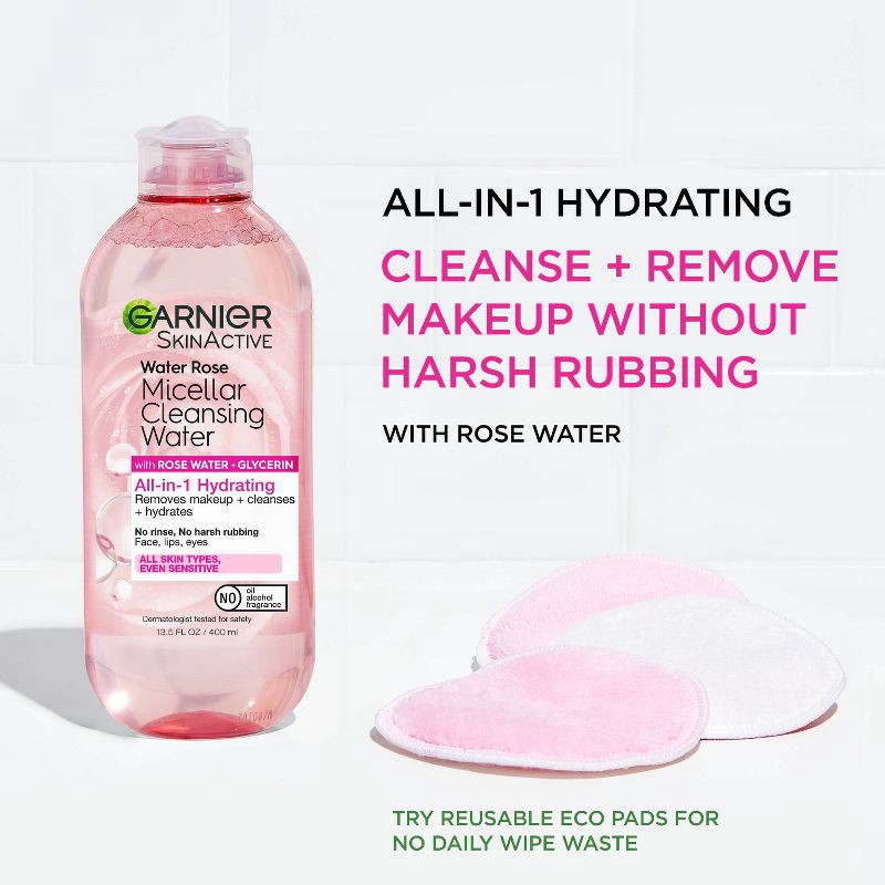 slide 7 of 10, Garnier SkinActive Water Rose Micellar Cleansing Water - 13.5 fl oz, 13.5 fl oz