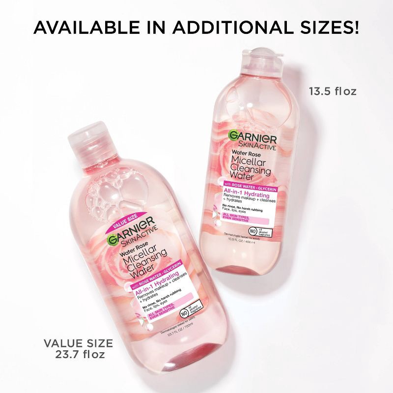 slide 8 of 10, Garnier SkinActive Water Rose Micellar Cleansing Water - 13.5 fl oz, 13.5 fl oz