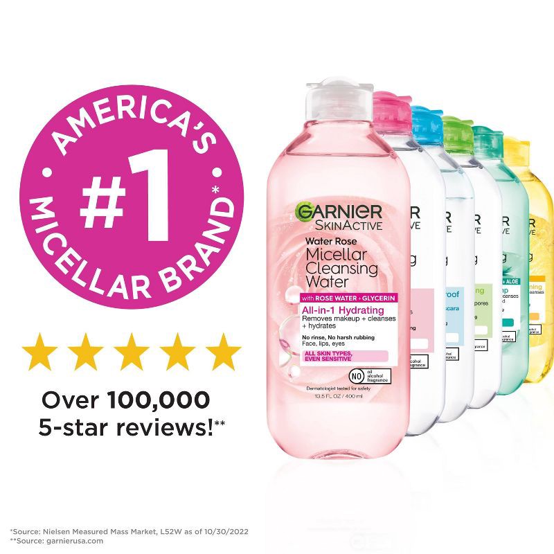 slide 9 of 10, Garnier SkinActive Water Rose Micellar Cleansing Water - 13.5 fl oz, 13.5 fl oz