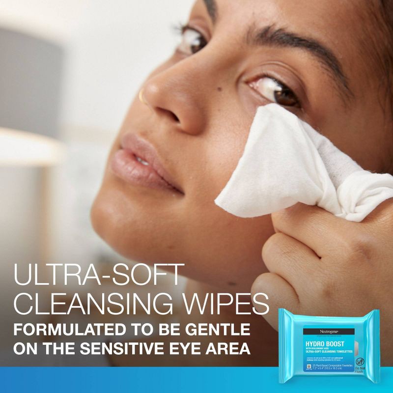 slide 5 of 10, Neutrogena Hydro Boost Face Cleansing Makeup Wipes with Hyaluronic Acid - 25ct, 25 ct