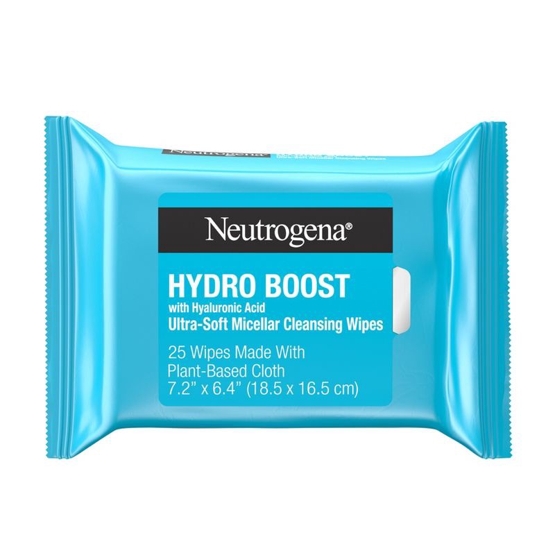 slide 1 of 13, Neutrogena Hydro Boost Makeup Remover Wipes - Ultra Soft Micellar Facial Cleansing with Hyaluronic Acid - 25ct, 25 ct