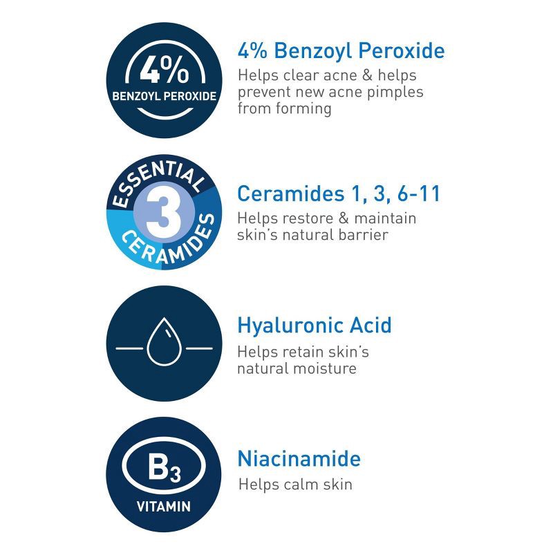 slide 4 of 12, CeraVe Acne Foaming Cream Face Cleanser, Acne Treatment Face Wash - Fragrance-Free - 5oz, 5 oz