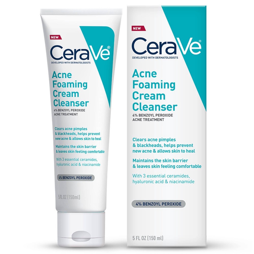 slide 7 of 12, CeraVe Acne Foaming Cream Cleanser, 5 oz