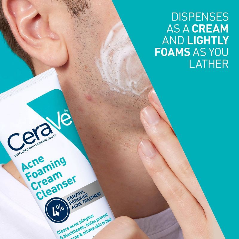 slide 6 of 12, CeraVe Acne Foaming Cream Face Cleanser, Acne Treatment Face Wash - Fragrance-Free - 5oz, 5 oz