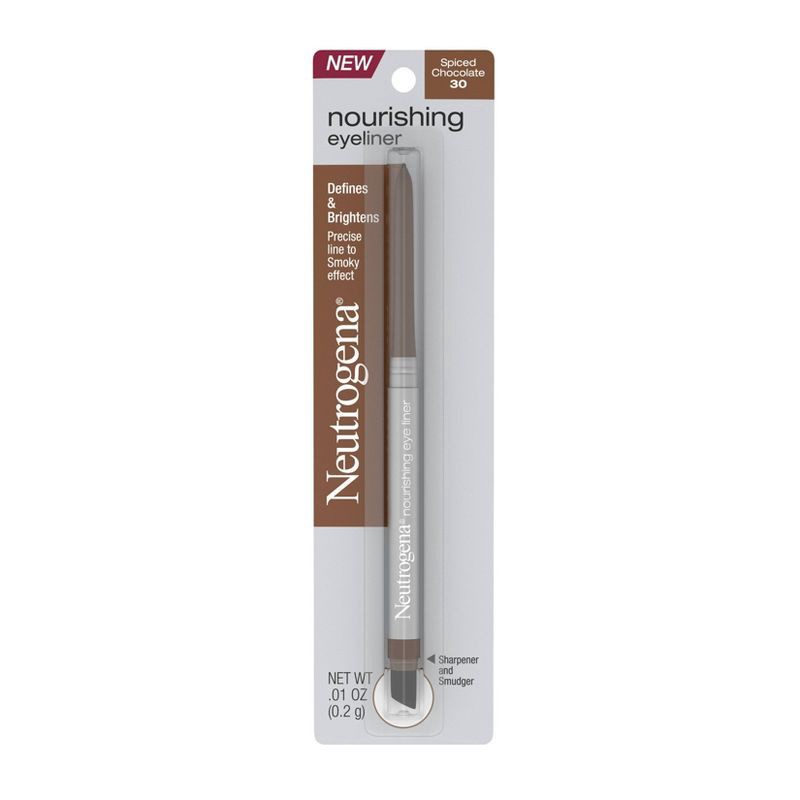 slide 1 of 1, Neutrogena Nourishing Eyeliner Pencil with Built-in Sharpener for Precise Application & Smudger for Soft Smokey Look - Spiced Chocolate - .01oz, 0.01 oz