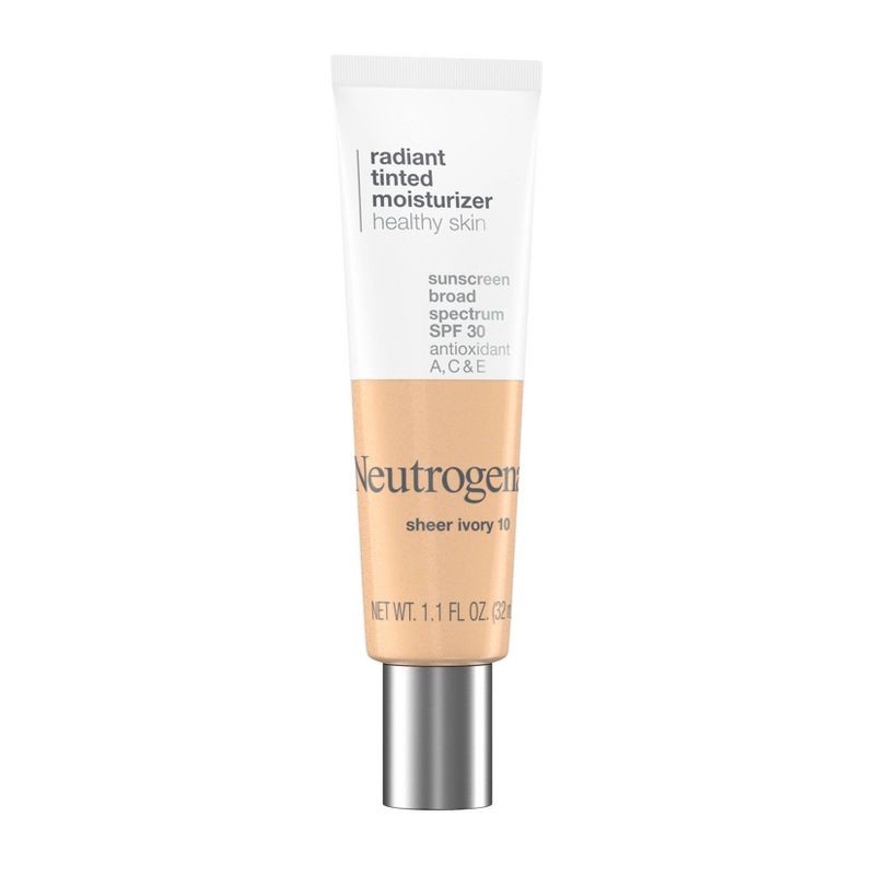 slide 2 of 6, Neutrogena Healthy Skin Radiant Tinted Facial Lightweight Moisturizer with Vitamins A, C, & E, SPF 25 - Sheer Fair 20 - 1.1 fl oz, 1.10 fl oz
