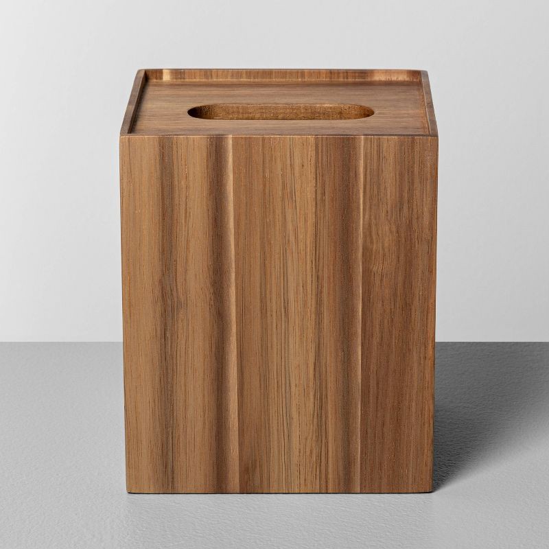 slide 1 of 3, Hearth & Hand with Magnolia Wooden Tissue Box Holder - Hearth & Hand™ with Magnolia: Sturdy Wood, Sleek Design, Farmhouse Style, 1 ct